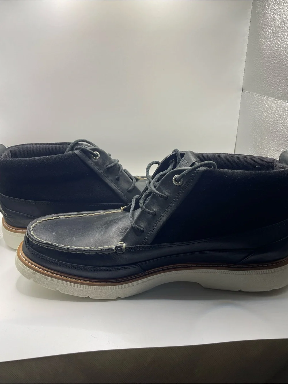 Sperry Men’s Black Leather and Suede Chukka Boat Shoes